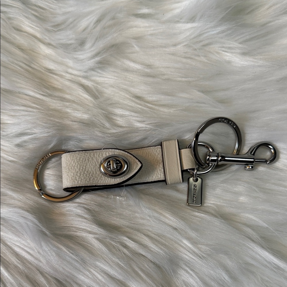 Coach Ivory Leather Key Holder NEW